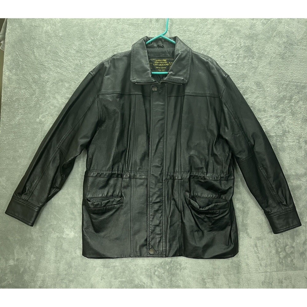 Gio-Armand Confection Leather Jacket Men Large Black Made In Italy Vintage